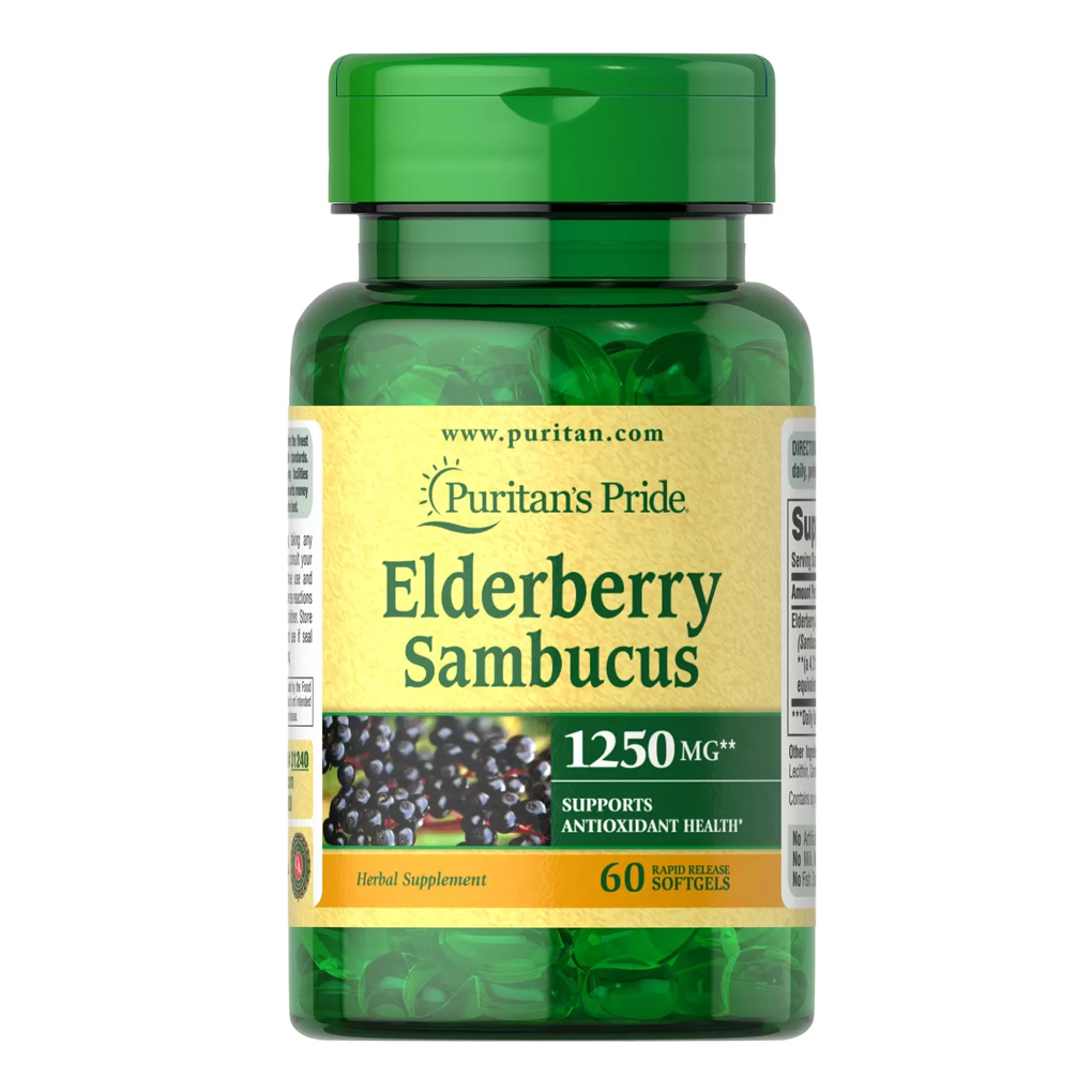 Puritan's Pride  Elderberry Sambucus 1250 mg / 60 Softgels