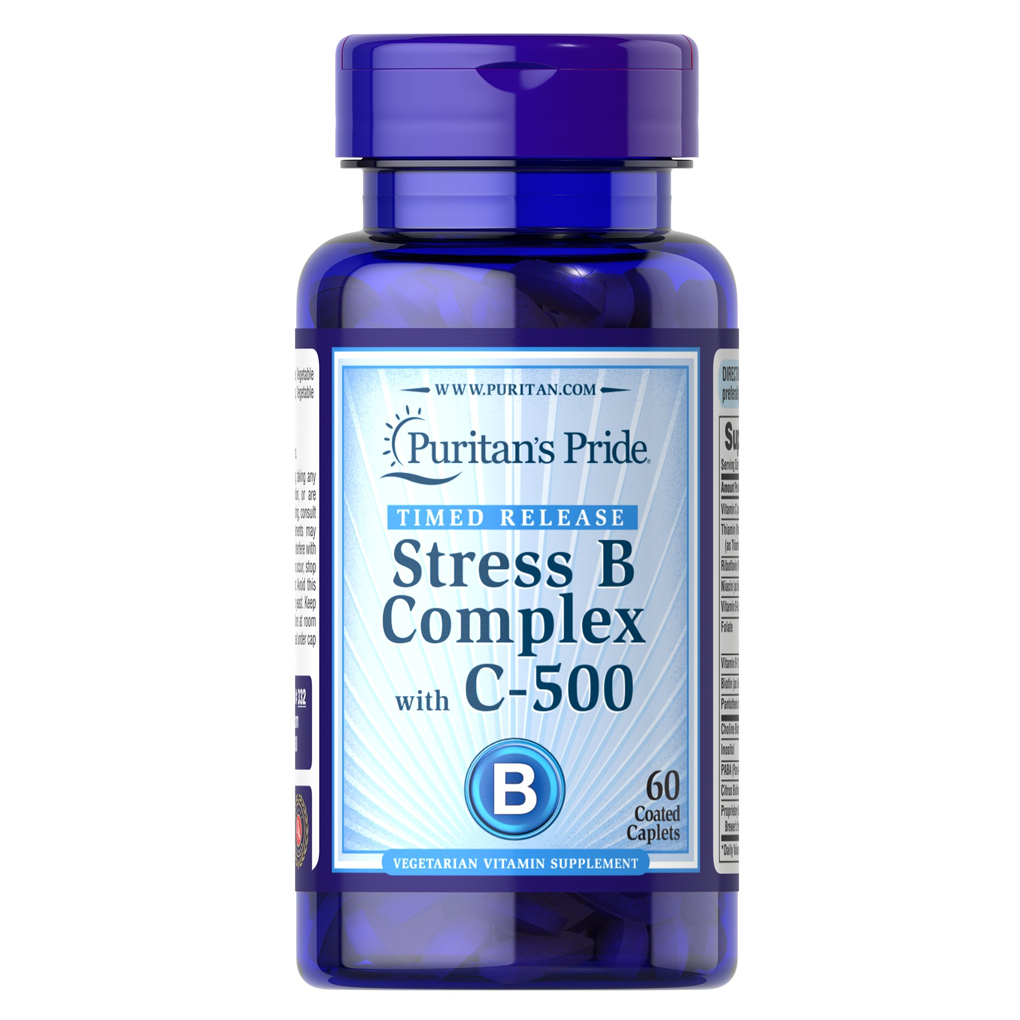 Puritan's Pride Stress Vitamin B-Complex with Vitamin C-500 Timed Release / 60 Caplets