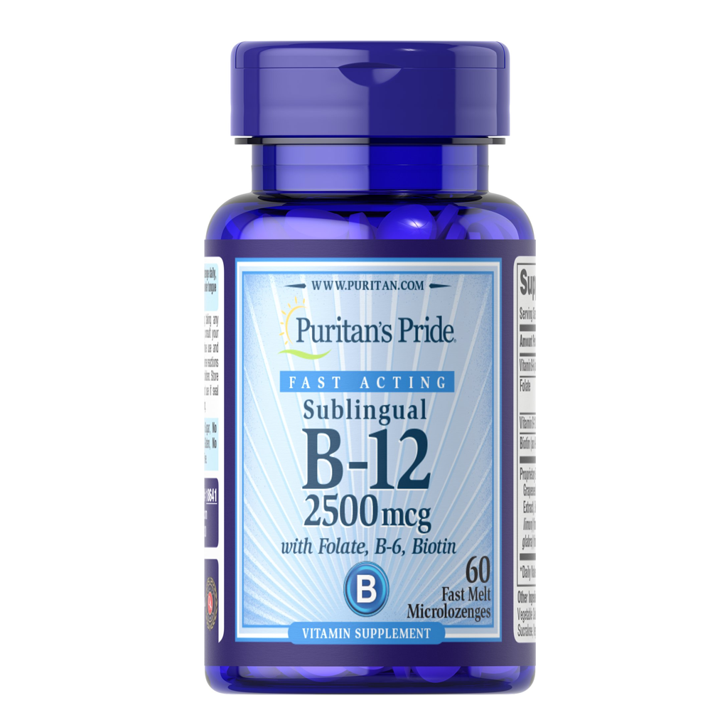 Puritan's Pride  Vitamin B-12   2500 mcg Sublingual with Folic Acid, Vitamin B-6 and Biotin / 60 Microlozenges