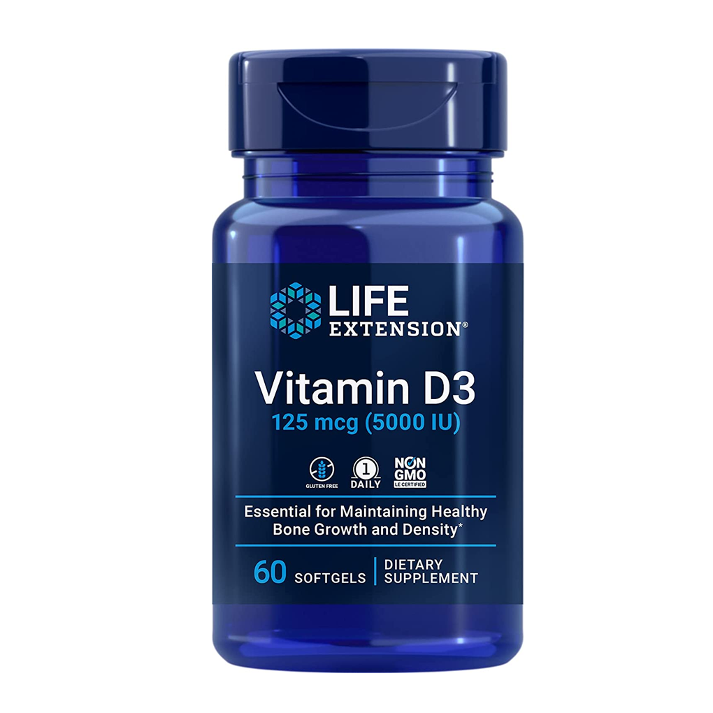 Life Extension Vegan Vitamin D3  - 125 mcg (5000 IU) / 60 Vegan Capsules