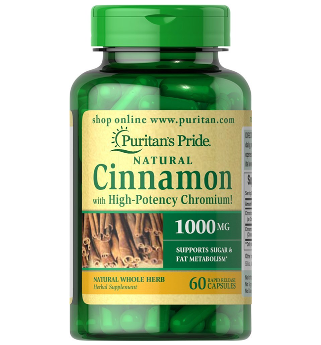 Puritan's Pride Cinnamon Complex with High Potency Chromium 1000 mg / 60 Capsules