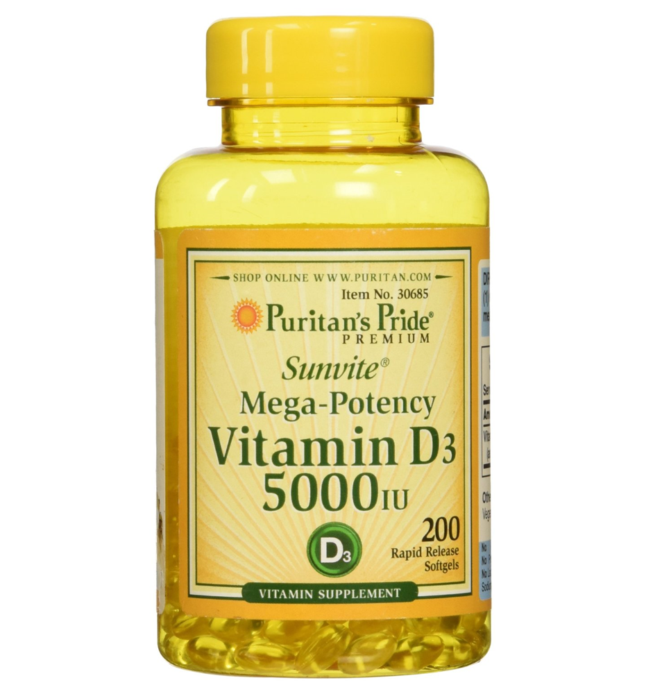 Puritan S Pride Vitamin D3 5000 Iu 200 Softgels 8562