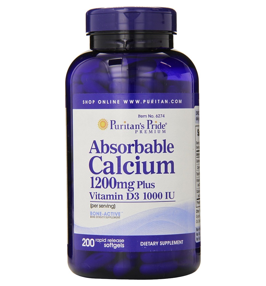 Puritan's Pride Absorbable Calcium 1200 mg with Vitamin D 1000 IU / 200 Softgels Puritan's Pride Absorbable Calcium 1200 mg with Vitamin D 1000 IU / 200 Softgels
