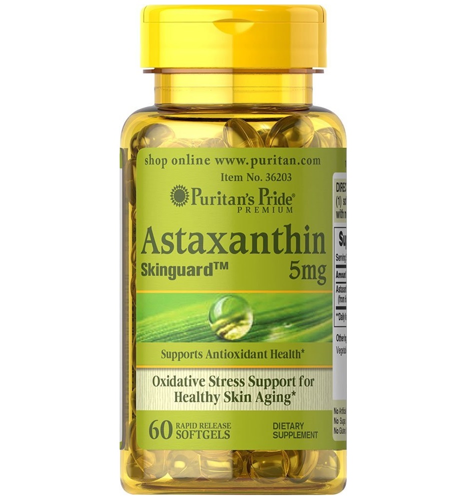 Puritan's Pride Skinguard Natural Astaxanthin 5 mg / 60 Softgels Puritan's Pride Skinguard Natural Astaxanthin 5 mg / 60 Softgels