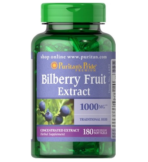 Puritan's Pride Bilberry 1000 mg / 180 Softgels Puritan's Pride Bilberry 1000 mg / 180 Softgels
