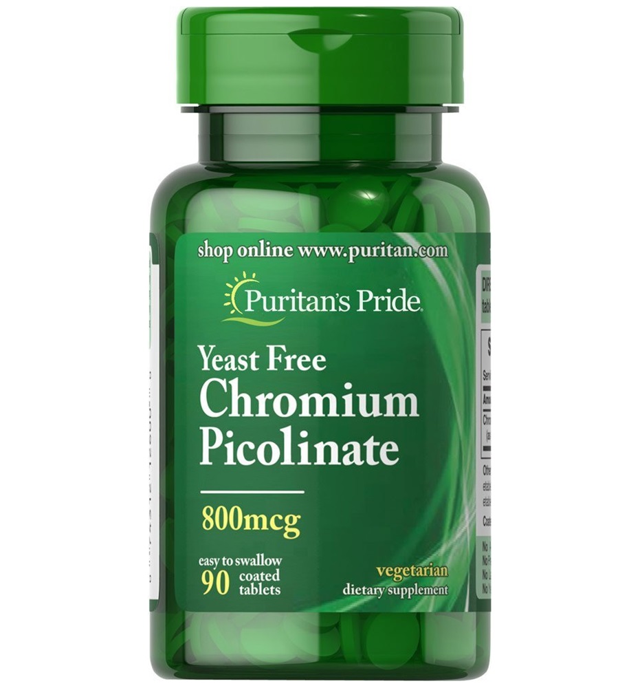 Puritan's Pride Chromium Picolinate 800 mcg Yeast Free / 90 Tablets