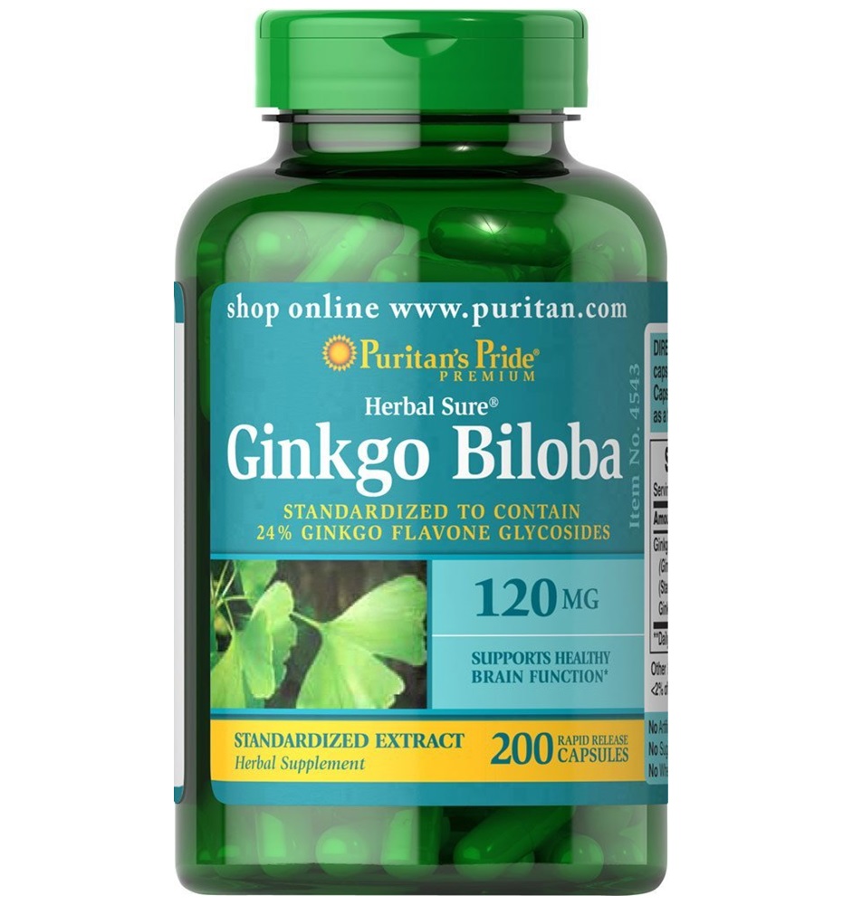 Puritan's Pride Ginkgo Biloba Standardized Extract 120 mg / 200 Capsules Puritan's Pride Ginkgo Biloba Standardized Extract 120 mg / 200 Capsules
