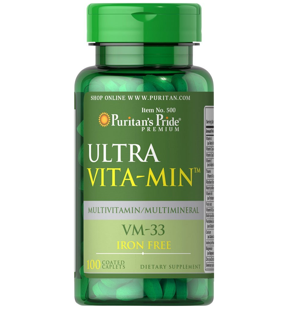 Puritan's Pride Ultra Vita-Min™ Iron Free Multivitamins VM-33 / 100 Caplets Puritan's Pride Ultra Vita-Min™ Iron Free Multivitamins VM-33 / 100 Caplets