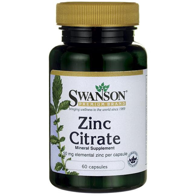 Swanson Premium Zinc Citrate 50 mg / 60 Caps Swanson Premium Zinc Citrate 50 mg / 60 Caps
