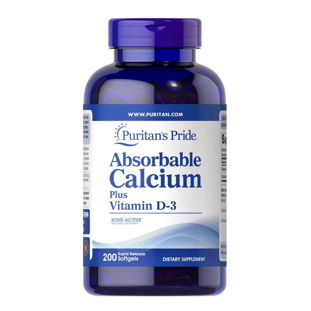 Puritan's Pride  Absorbable Calcium Plus Vitamin D-3   1300 mg/25 mcg / 200 Softgels