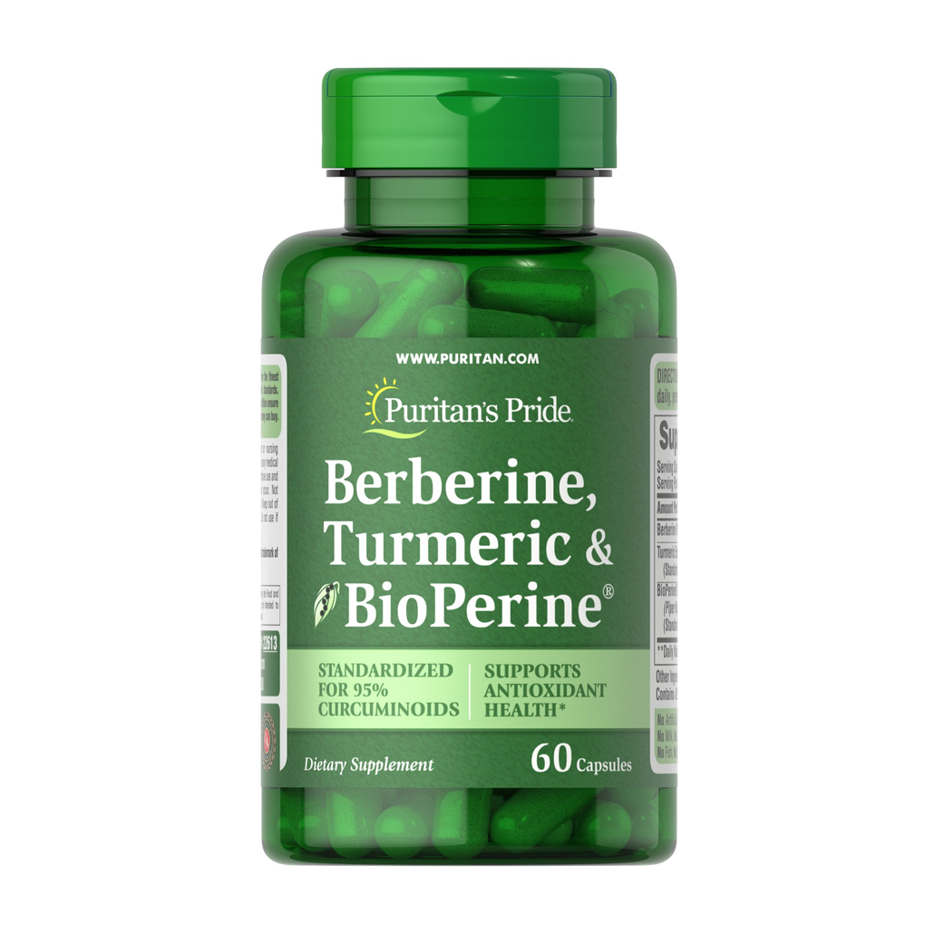 Puritan's Pride Berberine, Turmeric & BioPerine® Black Pepper / 60 Capsules
