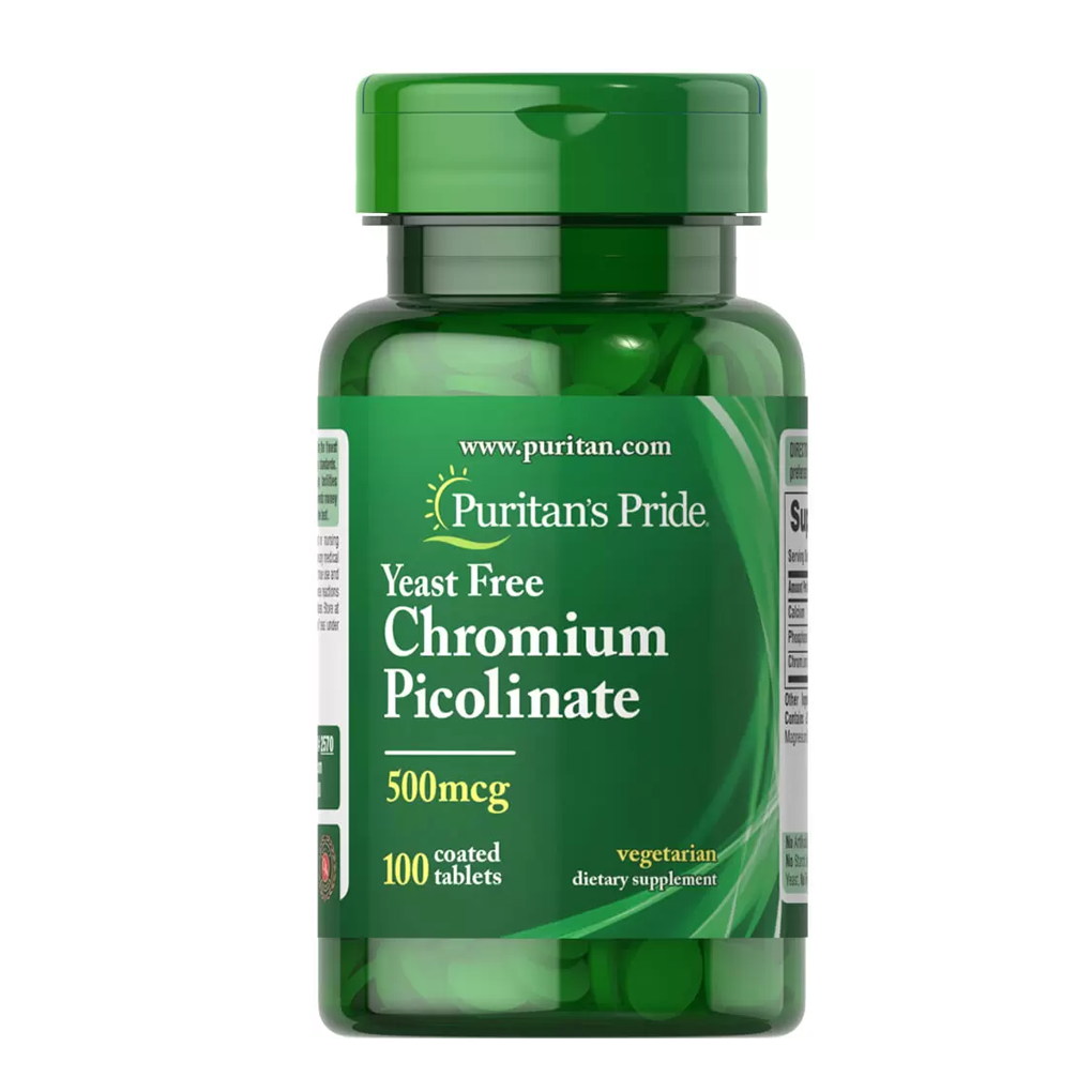 Puritan's Pride Chromium Picolinate 500 mcg Yeast Free / 100 Tablets