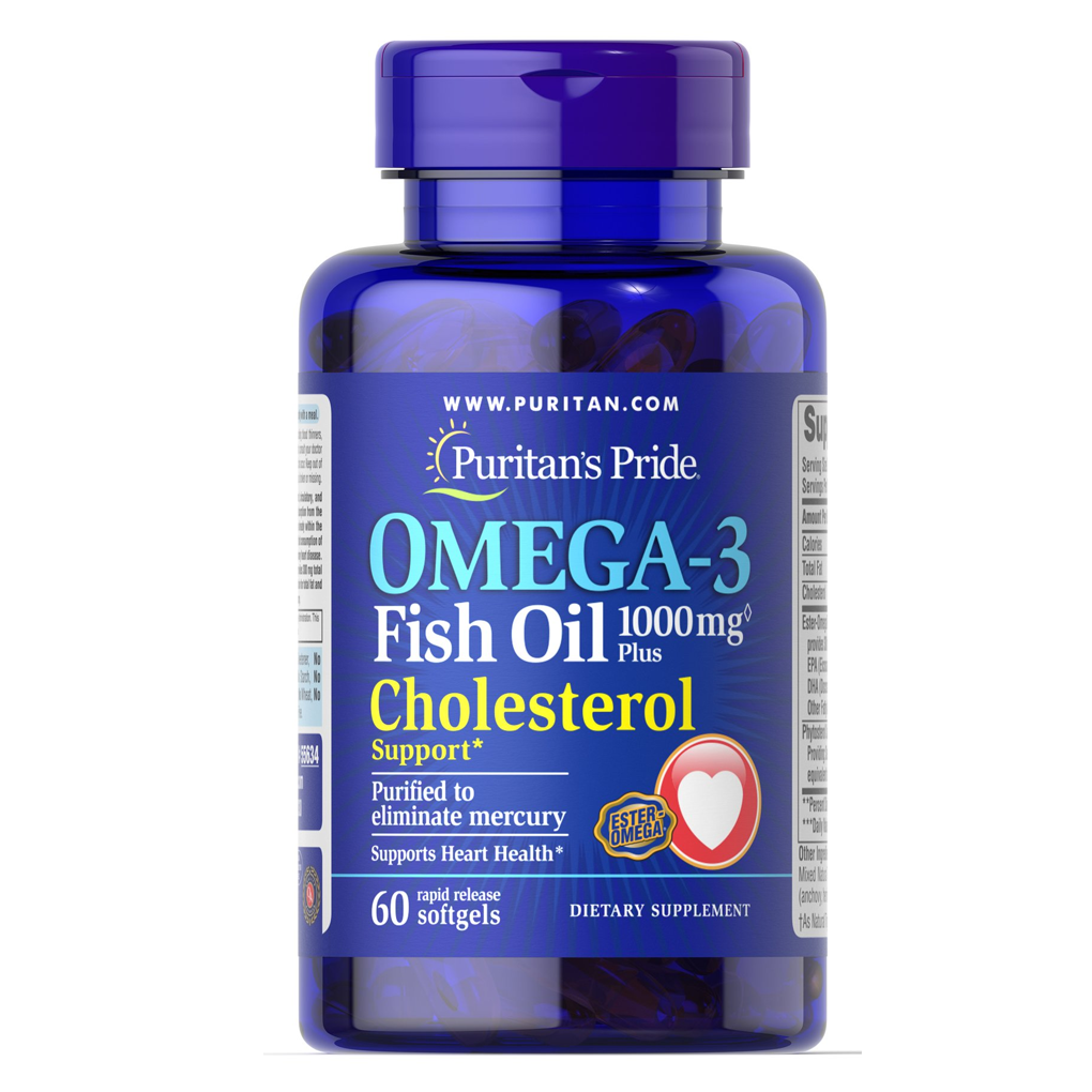 Puritan's Pride Omega-3 Fish Oil Plus Cholesterol Support 1000 mg / 60 Softgels