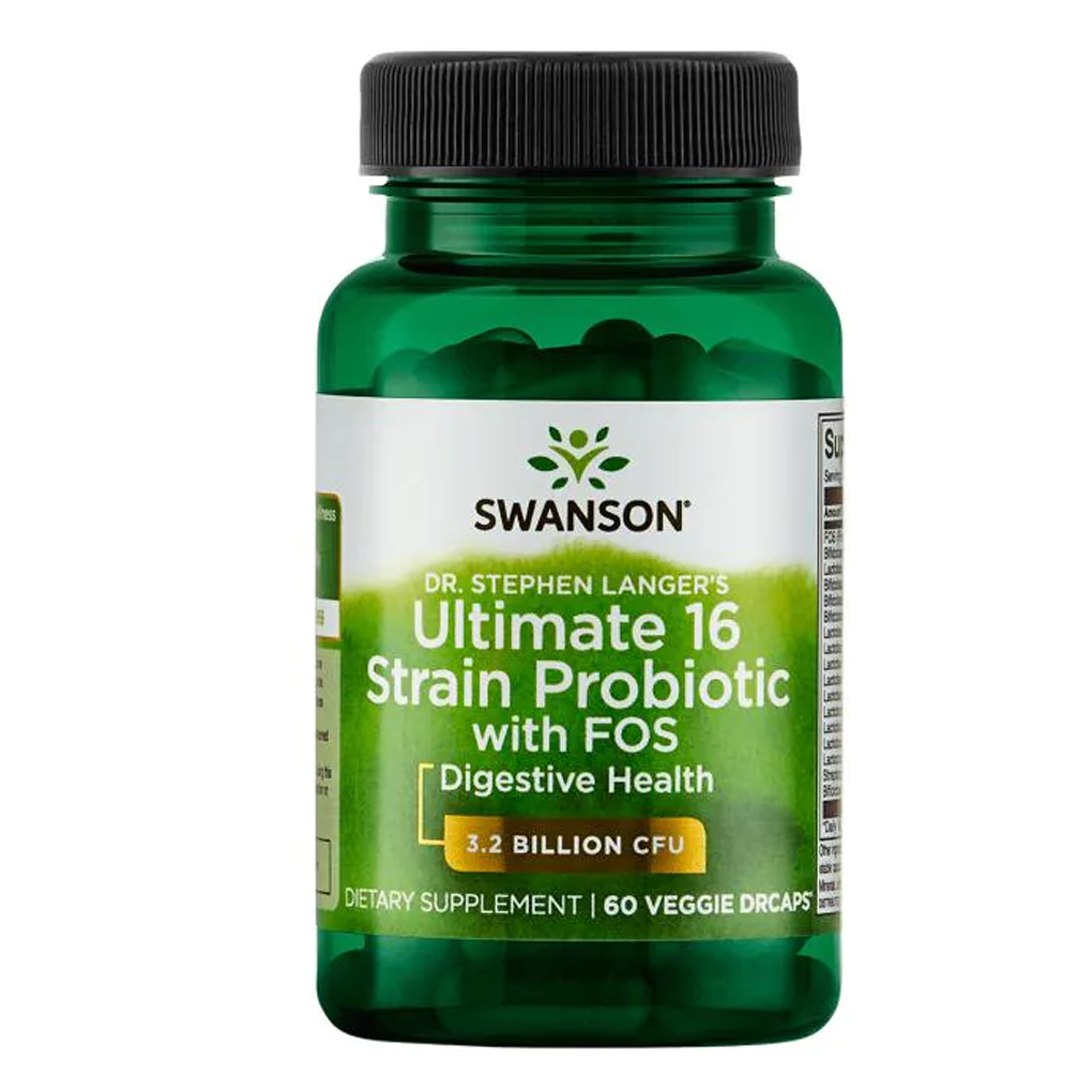 Swanson Probiotics Dr. Stephen Langer's Ultimate 16 Strain Probiotic with FOS 3.2 Billon CFU / 60 Veg Drcaps