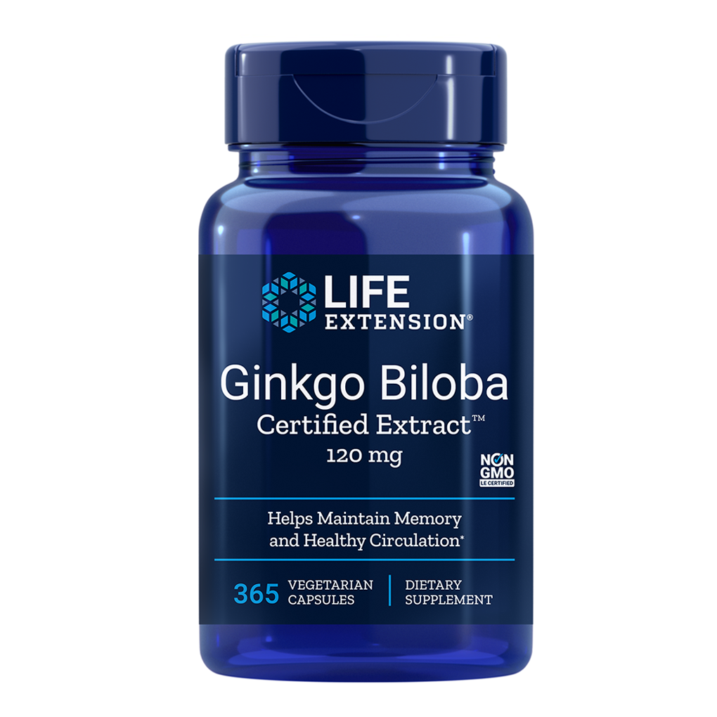 Life Extension Ginkgo Biloba Certified Extract™ 120 mg / 365 Vegetarian Capsules