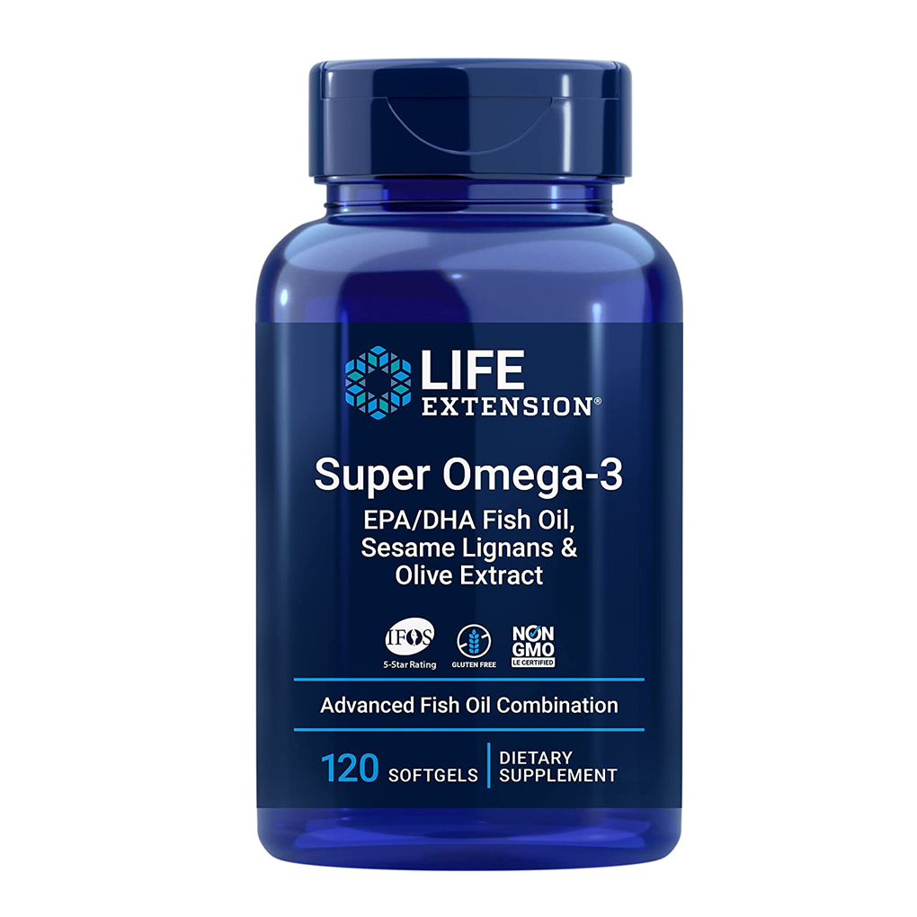 Life Extension  Super Omega-3 EPA/DHA Fish Oil, Sesame Lignans & Olive Extract / 120 Enteric-Coated Softgels