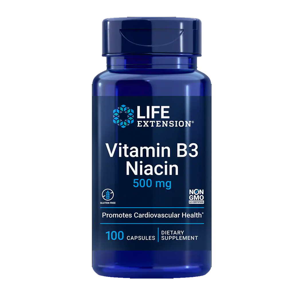 Life Extension  Vitamin B3 Niacin 500 mg / 100 Capsules