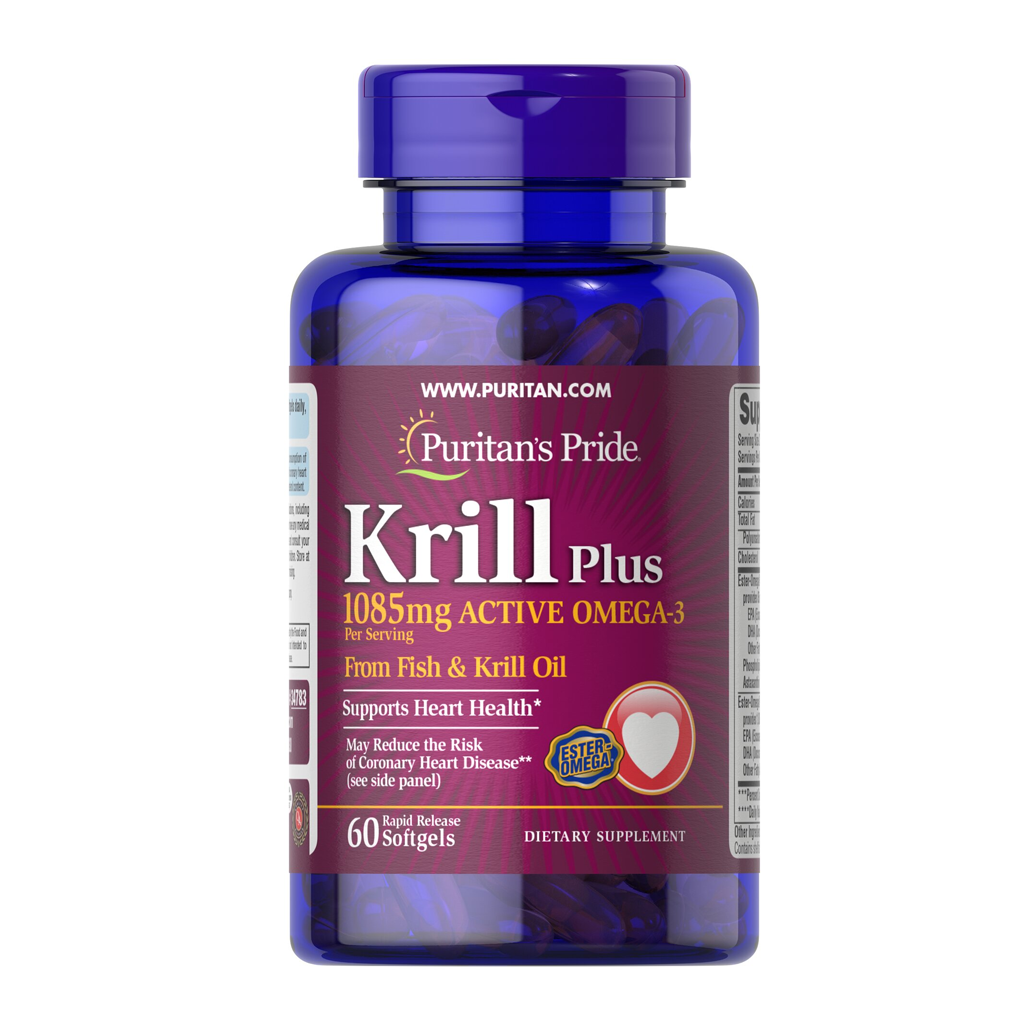 Puritan's Pride Krill Oil Plus High Omega-3 Concentrate 1085 mg / 60 Softgels