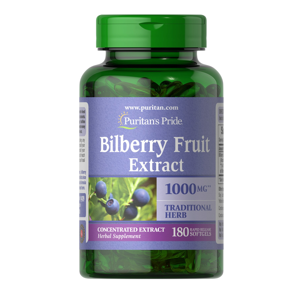 Puritan's Pride Bilberry 1000 mg / 180 Softgels