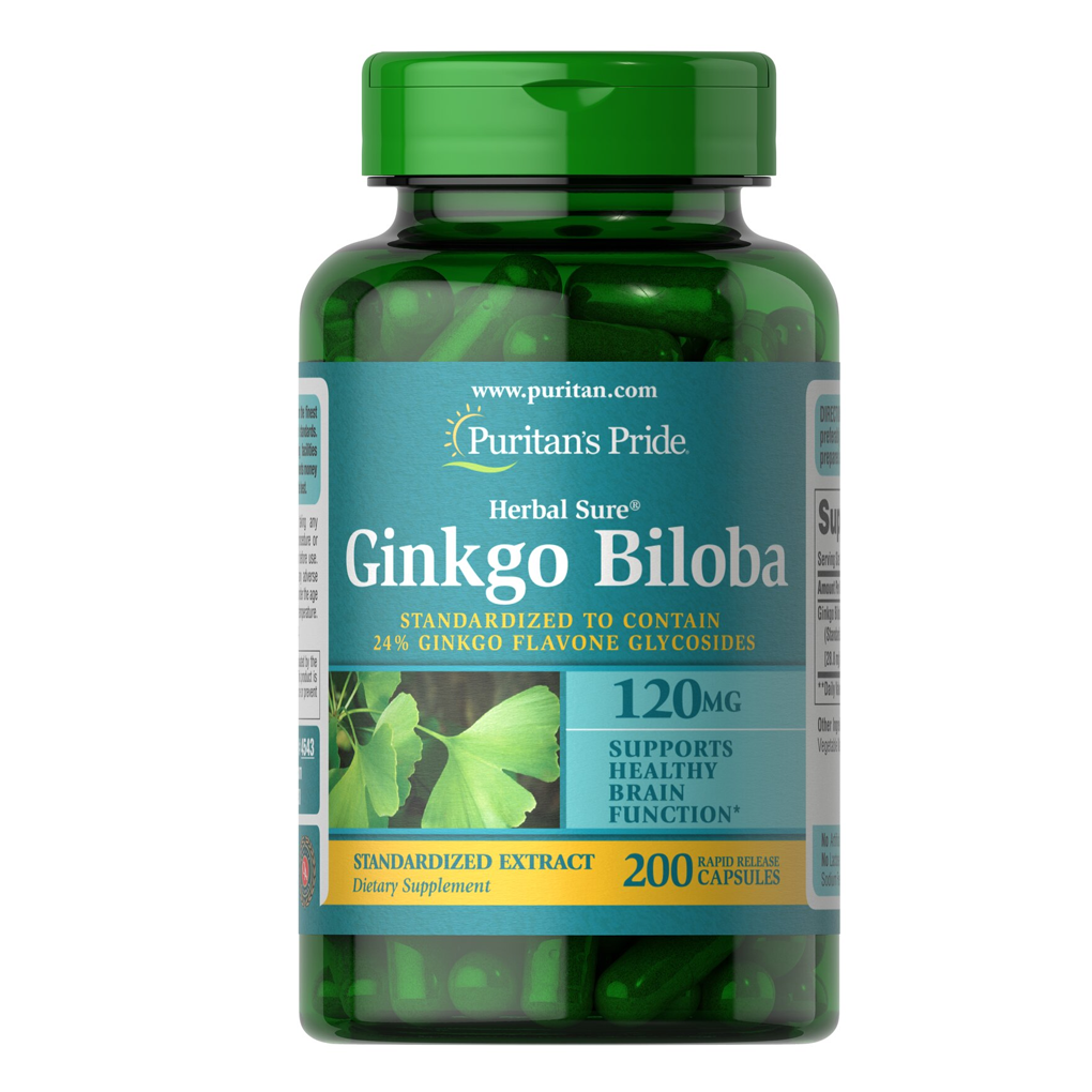 Puritan's Pride Ginkgo Biloba Standardized Extract 120 mg / 200 Capsules