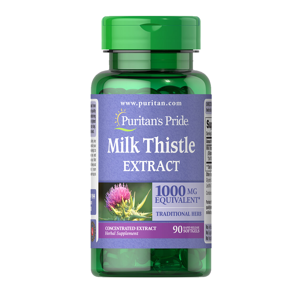 Puritan’s Pride Milk Thistle 4:1 Extract 1000 mg (Silymarin)/ 90 Softgels