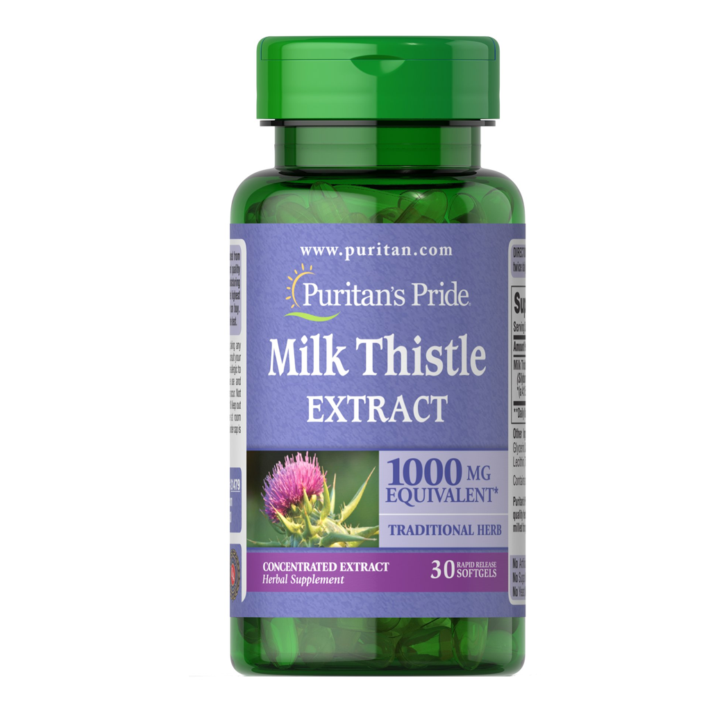 Puritan's Pride  Milk Thistle 1000 mg 4:1 Extract (Silymarin) / 30 Softgels