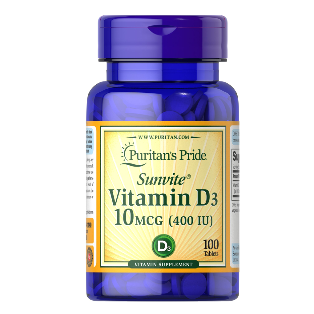 Puritan's Pride Vitamin D3 10 mcg (400 IU) / 100 Tablets