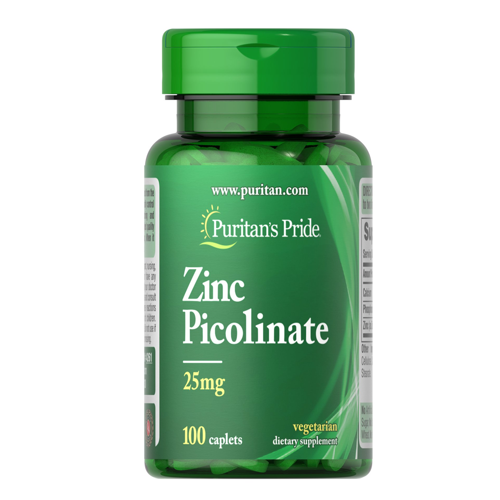 Puritan's Pride Zinc Picolinate 25 mg ( With Calcium&Phosphorus) / 100 Caplets