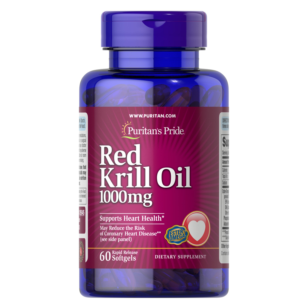 Puritan's Pride Red Krill Oil 1000 mg (170 mg Active Omega-3) / 60 Softgels