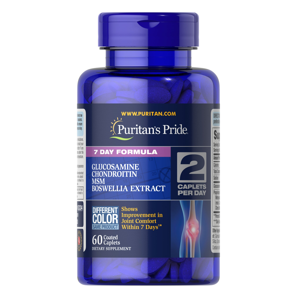 Puritan's Pride 7 Day Formula Joint Soother Glucosamine, Chondroitin, MSM & Boswellia / 60 Caplets