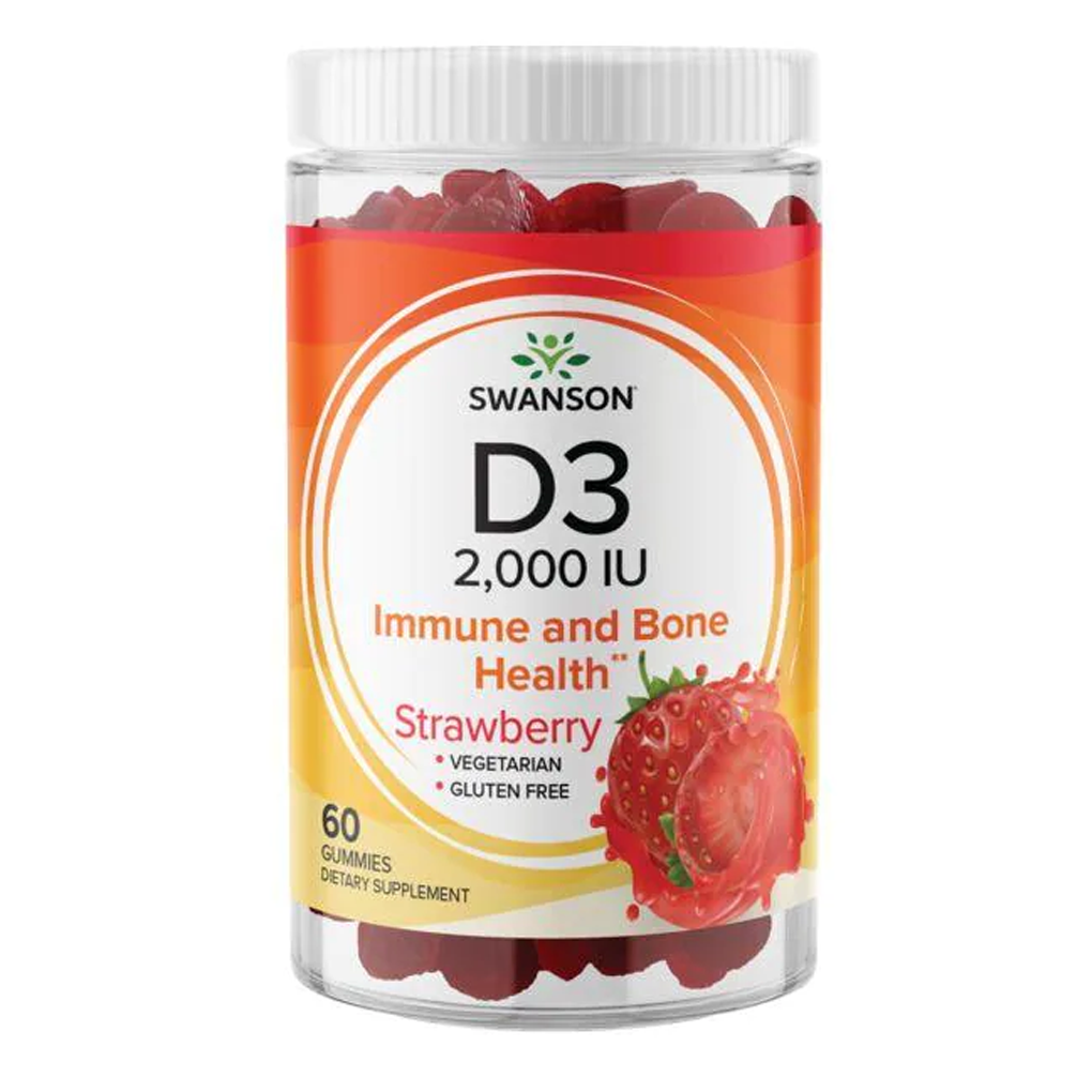 Swanson Premium- Vitamin D3 Gummies - Strawberry 2,000 IU (50 mcg) / 60 Gummies