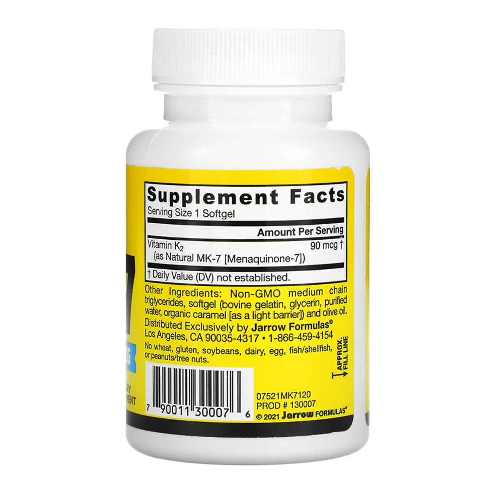 Jarrow Formulas MK-7 - Vitamin K₂ ( as Natural MK-7 [Menaquinone-7] ) / 120 Softgels