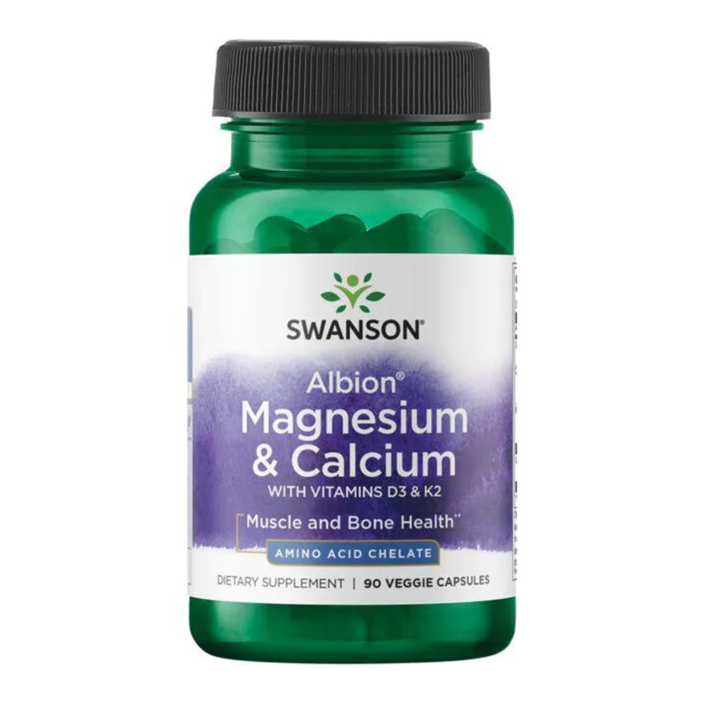 Swanson Ultra  Albion Magnesium & Calcium with Vitamins D3 & K2 / 90 Veg Caps