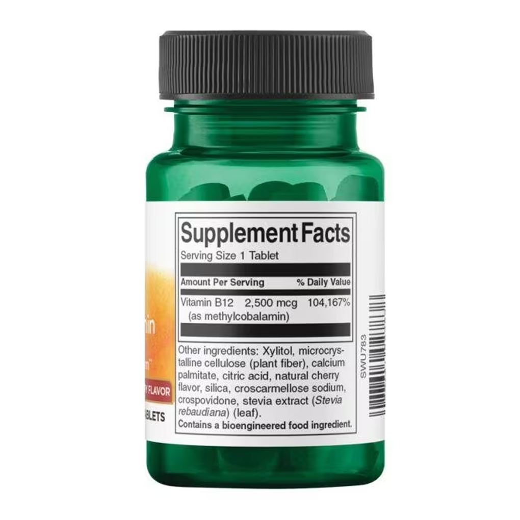 Swanson Ultra  Vitamin B12 Methylcobalamin - Natural Black Cherry Flavored 2,500 mcg / 60 Tablets
