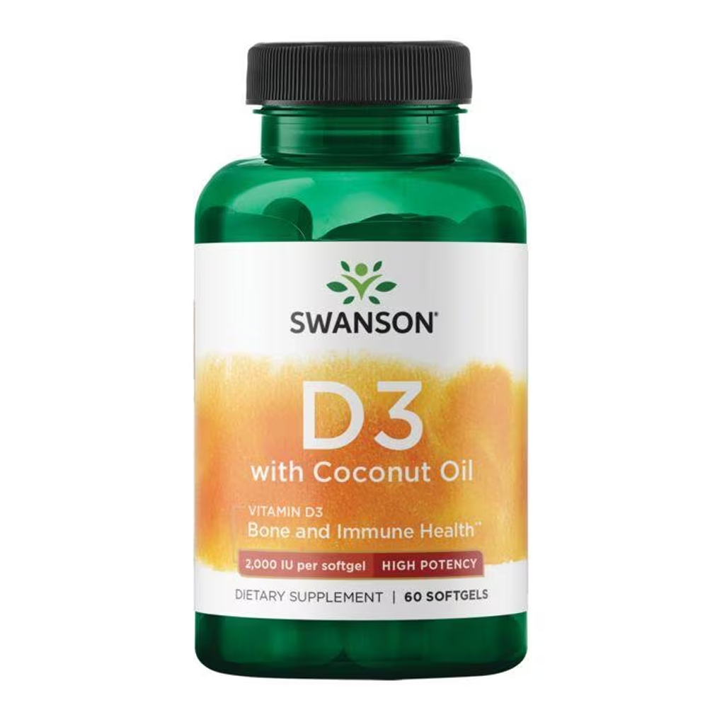 Swanson Ultra  Vitamin D3 with Coconut Oil - High Potency 2,000 IU (50 mcg) / 60 Softgels