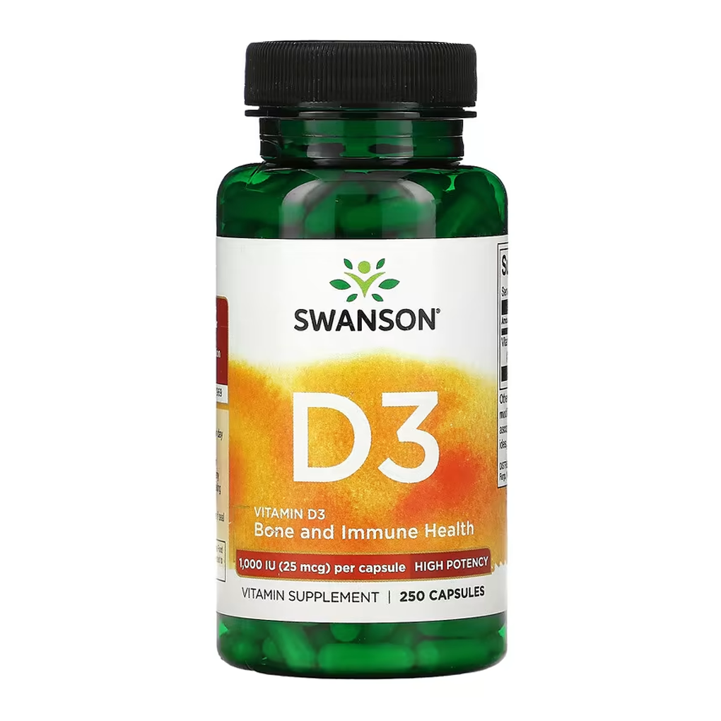 Swanson, Vitamin D3, High Potency, 25 mcg (1,000 IU) / 250 Capsules