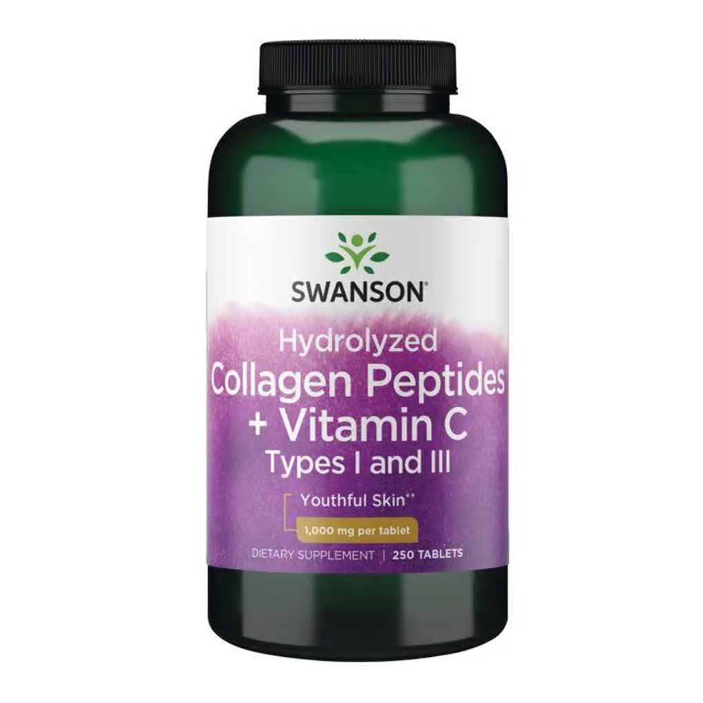 Swanson Premium Hydrolyzed Collagen Peptides + Vitamin C Types I and III  - 1,000 mg / 250 Tabs