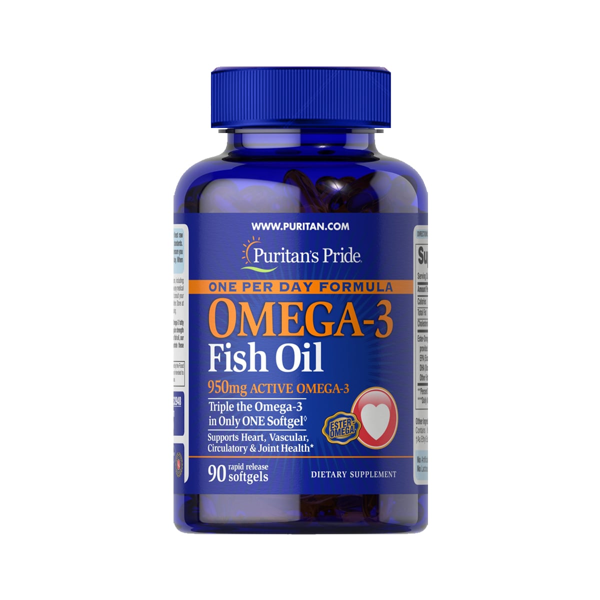 Puritan’s Pride One Per Day Omega-3 Fish Oil 1,400 mg (950 mg Active Omega-3) / 90 Softgels