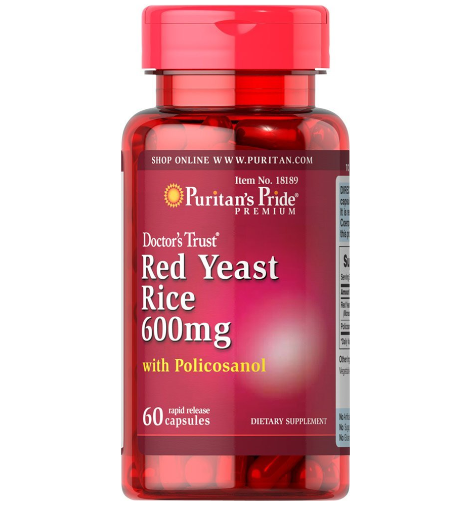 Puritan’s Pride Red Yeast Rice & Policosanol 600 mg/10 mg / 60 Capsules