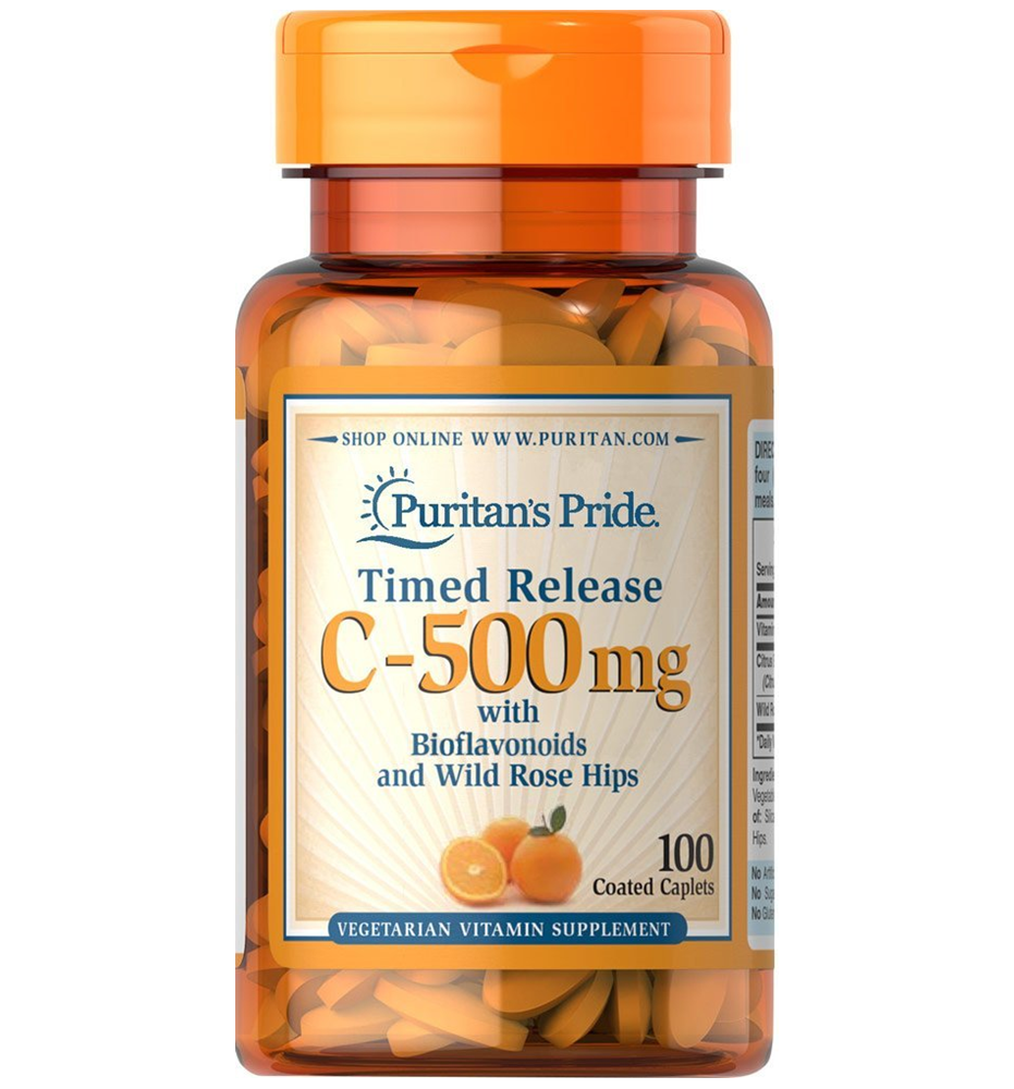 Puritan's Pride Vitamin C-500 mg with Rose Hips Time Release / 100 Caplets