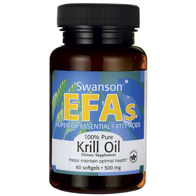  Swanson EFAs 100% Pure Krill Oil 500 mg / 60 Sgels