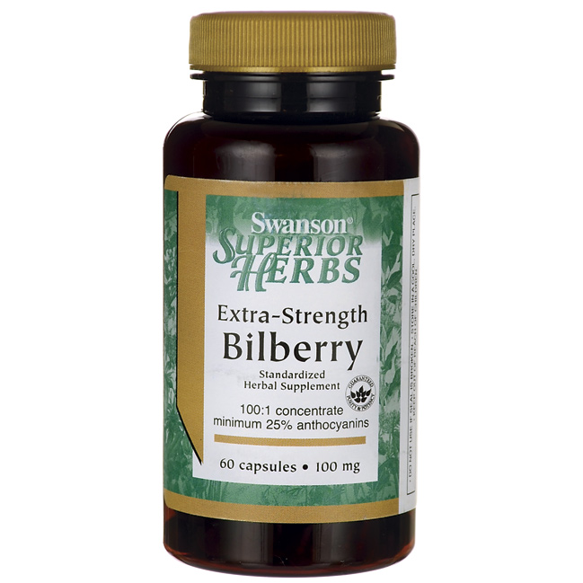  Swanson Superior Herbs Extra-Strength Bilberry (Standardized) / 60 Caps