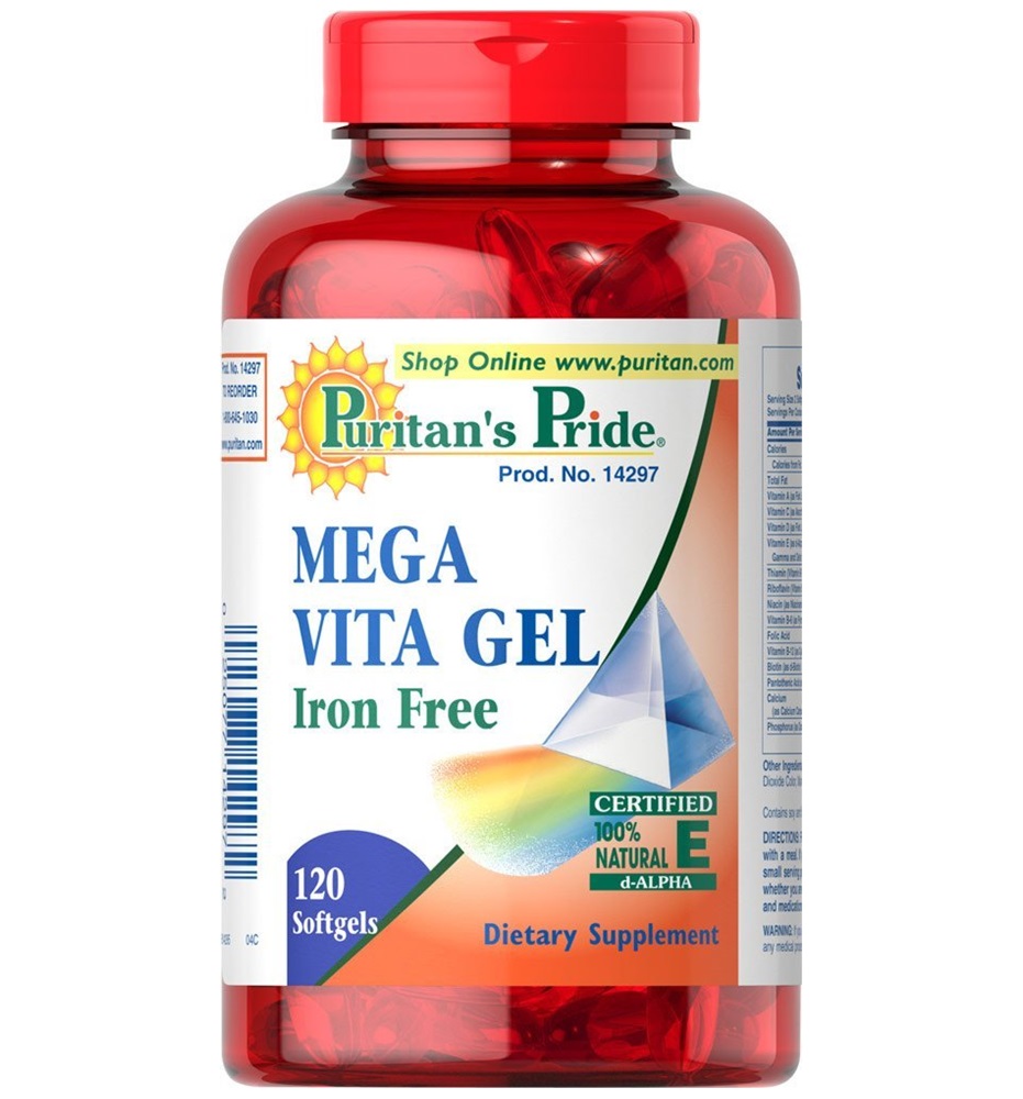 Puritan's Pride Mega Vita Gel Iron Free Multivitamins / 120 Softgels