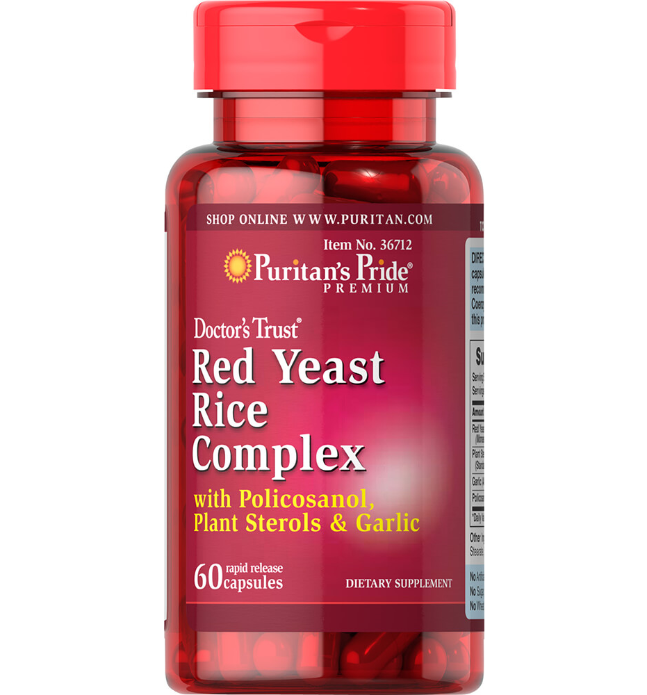 Puritan's Pride Red Yeast Rice 1200 mg. Complex with Policosanol , Plan sterols & Garlic / 60 Capsules