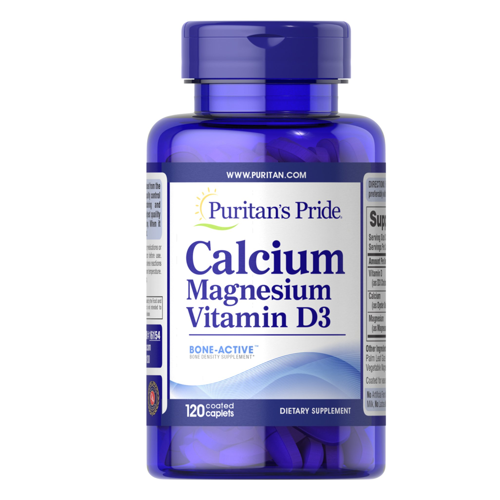 Puritan's Pride Calcium Magnesium with Vitamin D3 - 1000 mg/500 mg/400 IU / 120 Caplets