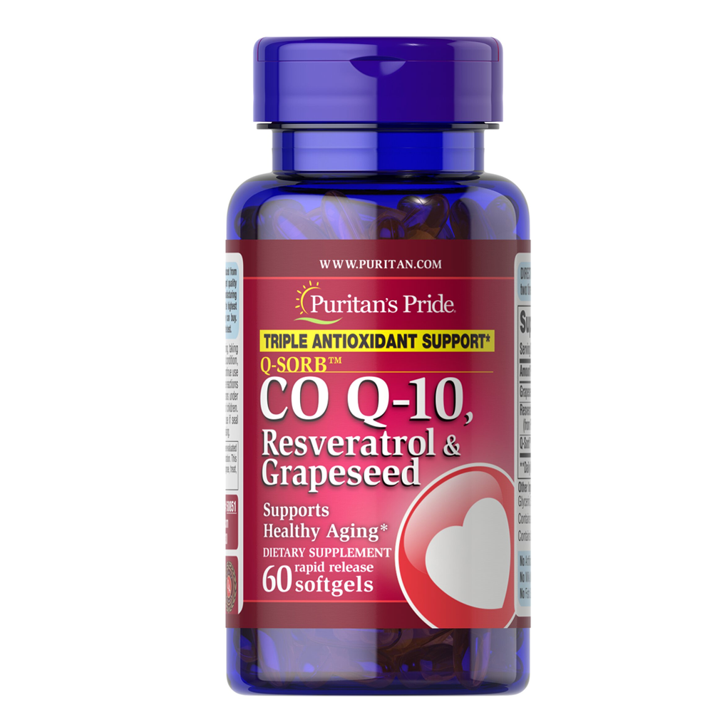 Puritan's Pride Q-SORB™ Co Q-10, Resveratrol & Grapeseed 60 Rapid Release Softgels