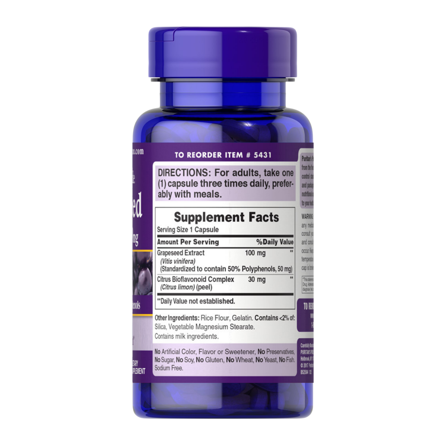 Puritan's Pride Grapeseed Extract 100 mg / 100 Capsules