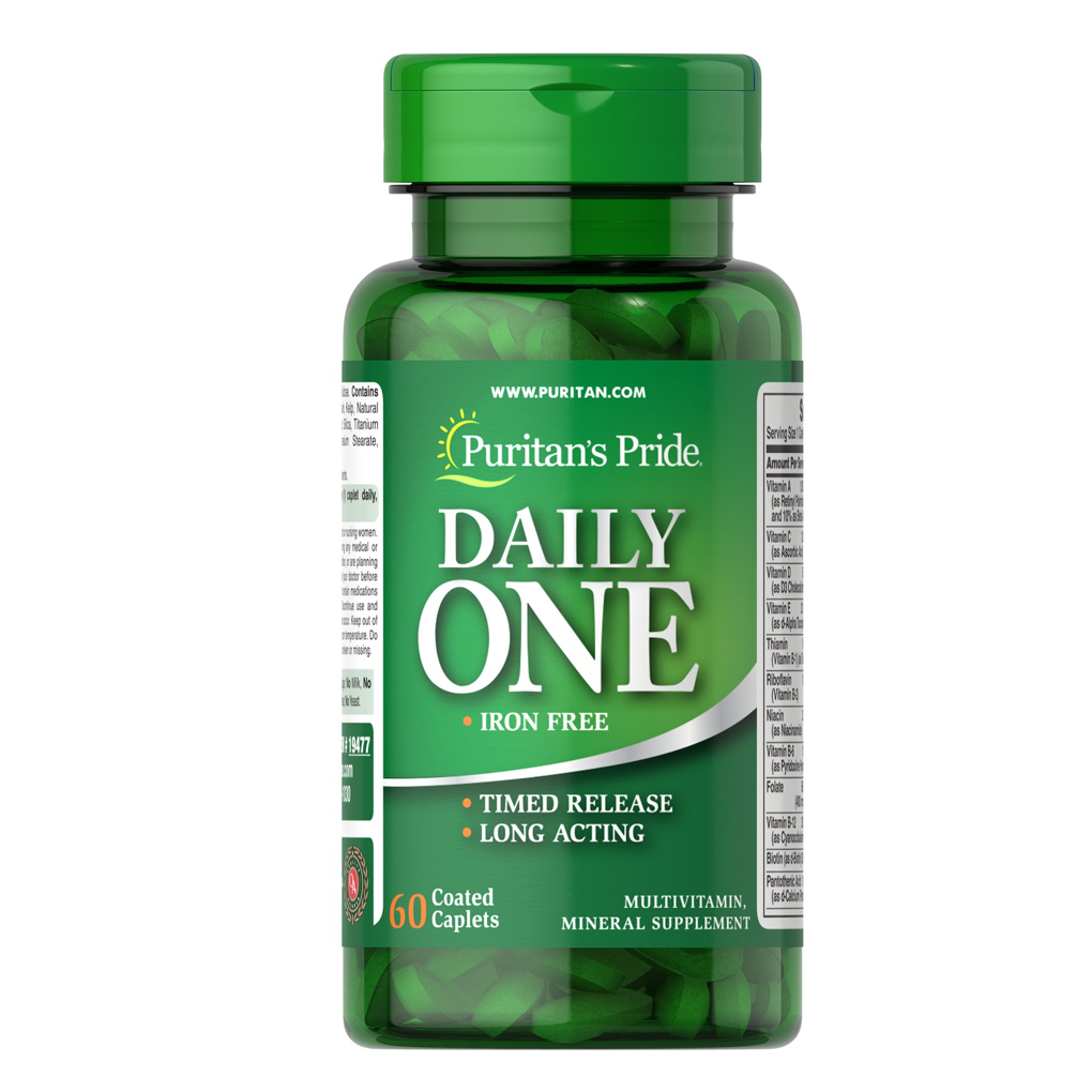 Puritan's Pride Complete One™ Multivitamins Iron Free Timed Release Long Acting / 60 Caplets