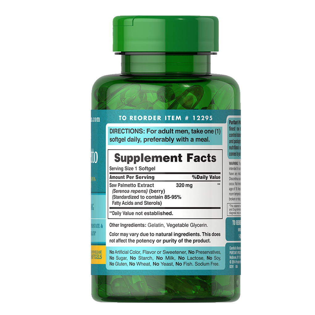 Puritan's Pride Saw Palmetto Standardized Extract 320 mg / 120 Softgels