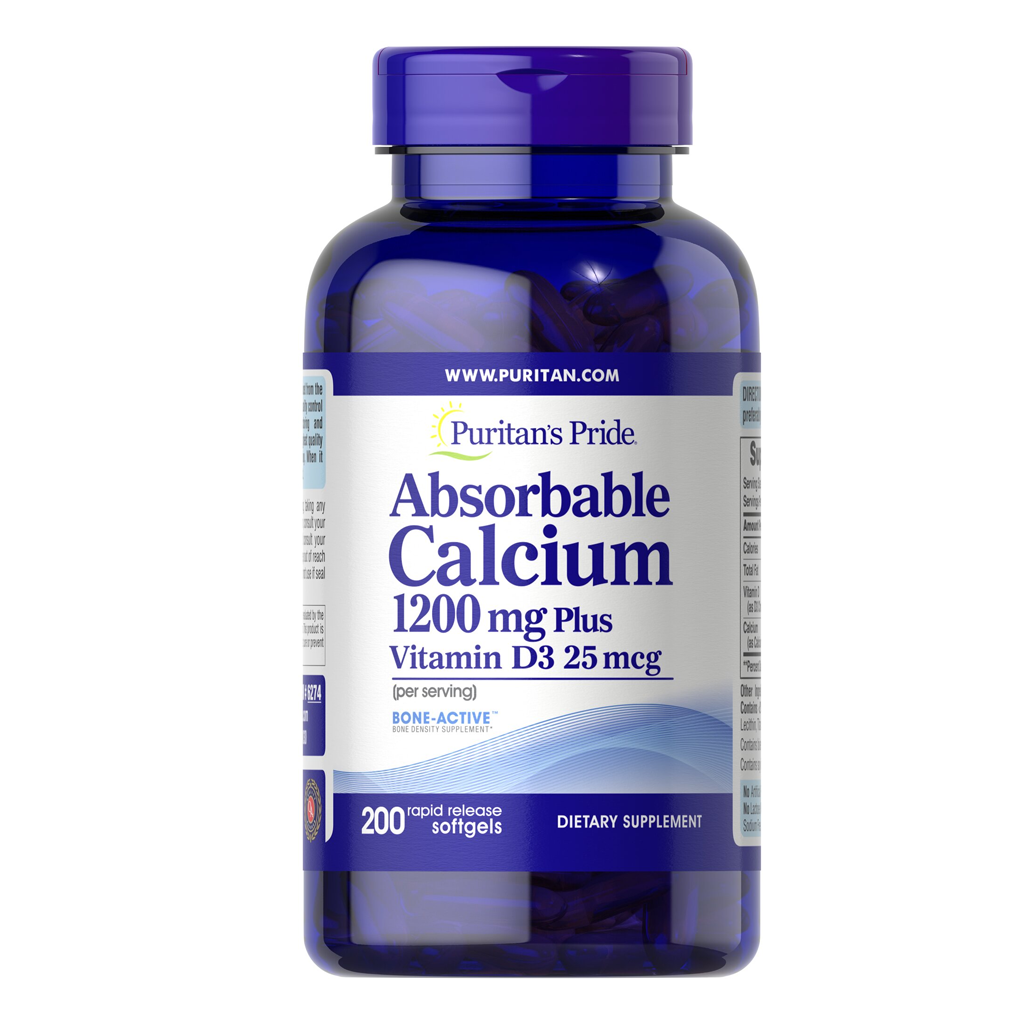 Puritan's Pride Absorbable Calcium 1200 mg with Vitamin D 1000 IU / 200 Softgels